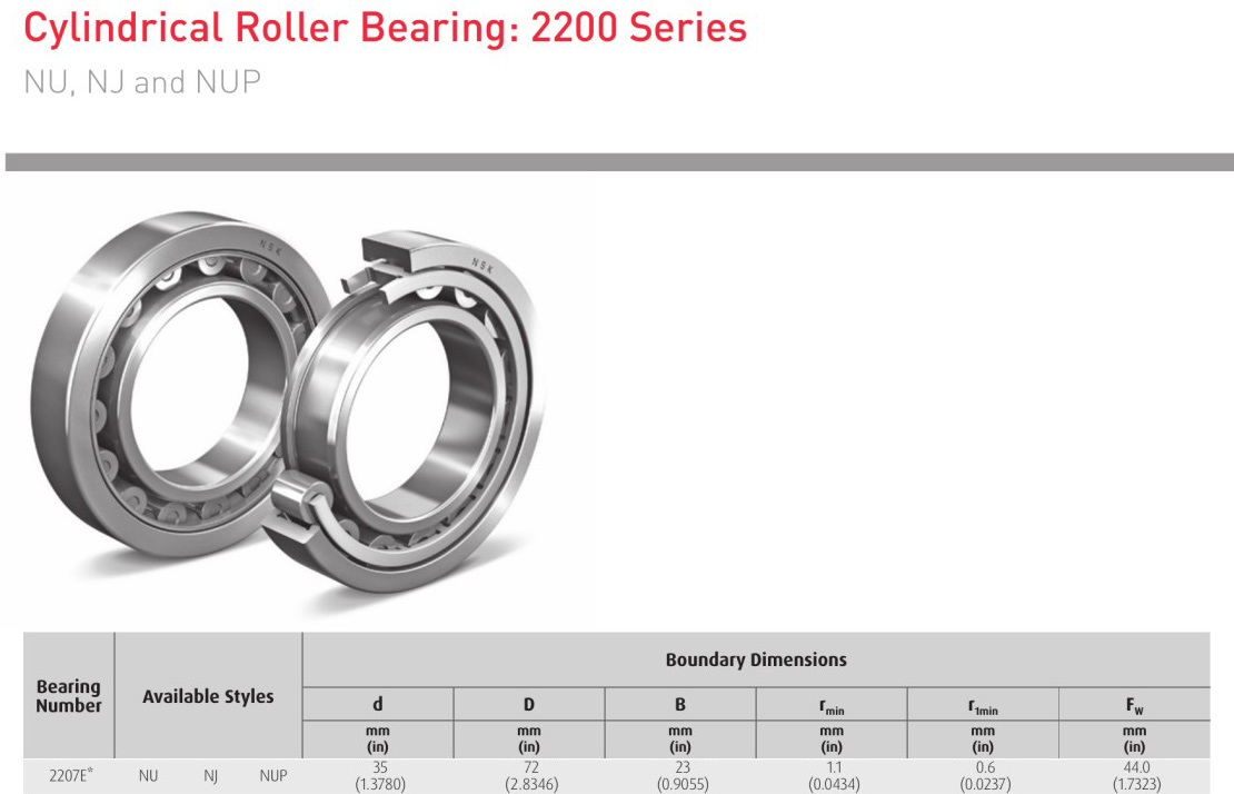 NSK 2207E* NU 2207E* NJ 2207E* NUP bearing