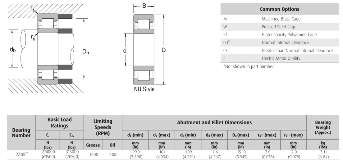 EDA NSK 2218E* NU 2218E* NJ 2218E NUP bearing 